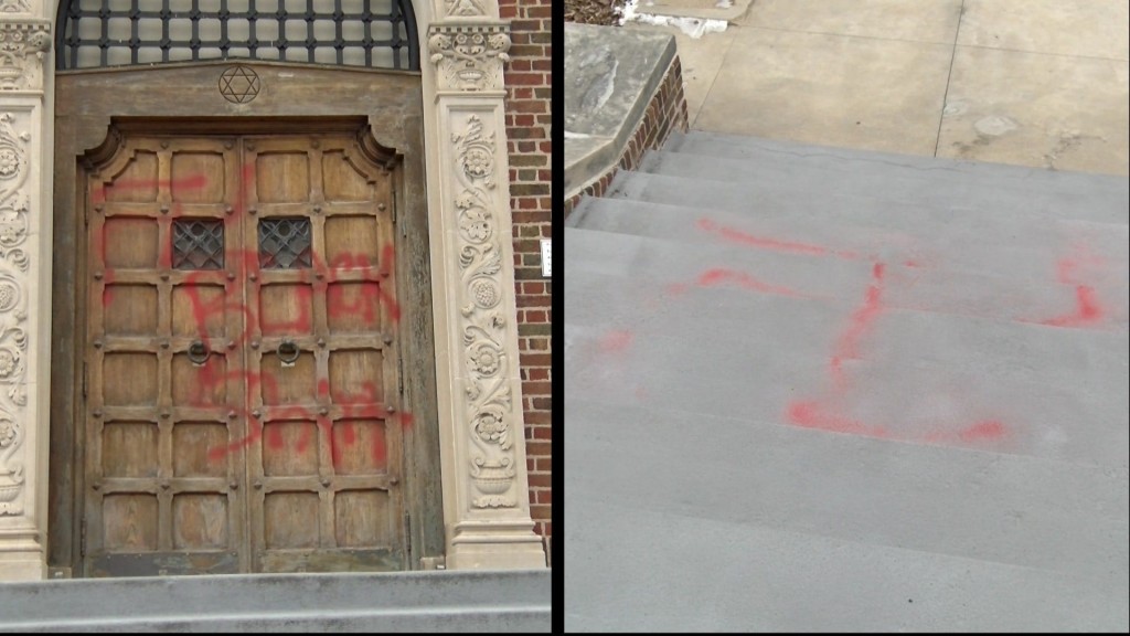 Blackshirts Graffiti on the Synagogue in Lincoln, NE